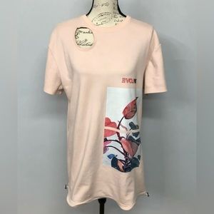 Maniere de voir - Flower Print T Shirt Dress - Pale Pink